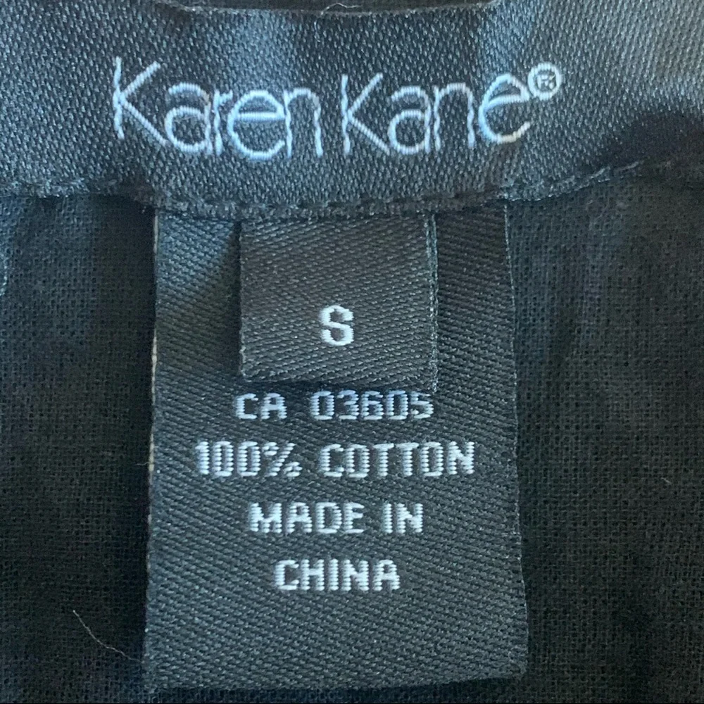 KAREN KANE Embroidered Floral Sleeveless Dress Cotton Black & Creme - Picture 2 of 15